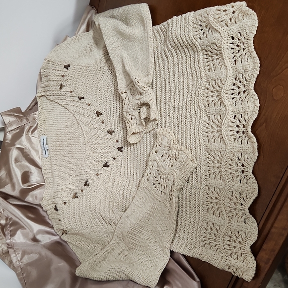 🎊HP🎊 Marie Claire Boho Crochet Hollow Out Breathable Knit Light Weight Sweater - Picture 8 of 12